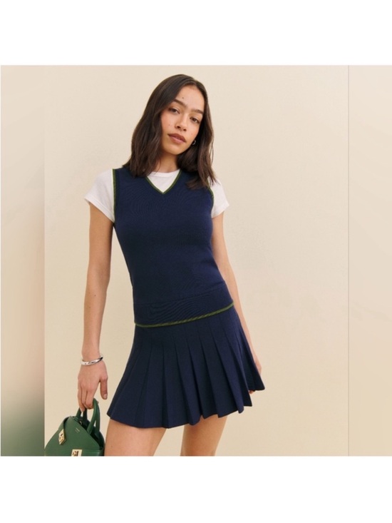 Reformation Dresses & Skirts - REFORMATION
Blair Sweater Dress. Navy, Grass. Size M. NWOT